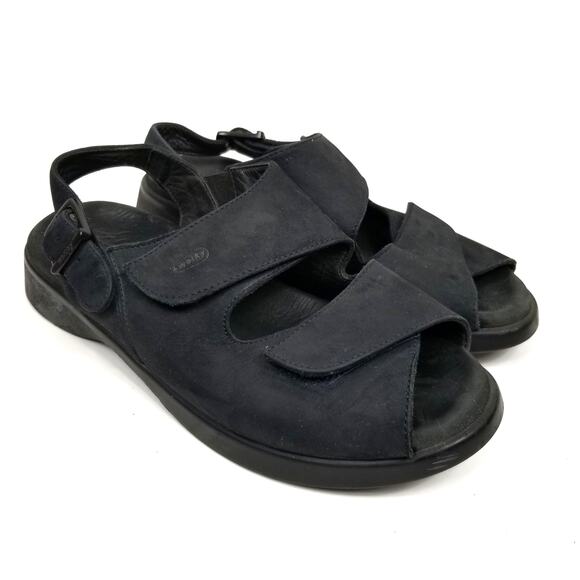 Wolky Shoes - Wolky Nimes Women's Black Nubuck Leather Sandals Size 37